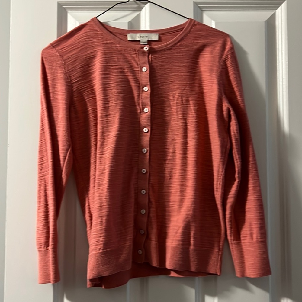Size XS LOFT coral button up sweater